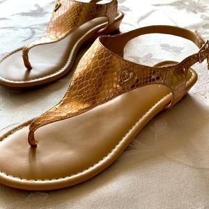 Snakeskin Style Thong Sandals with Ankle Closure